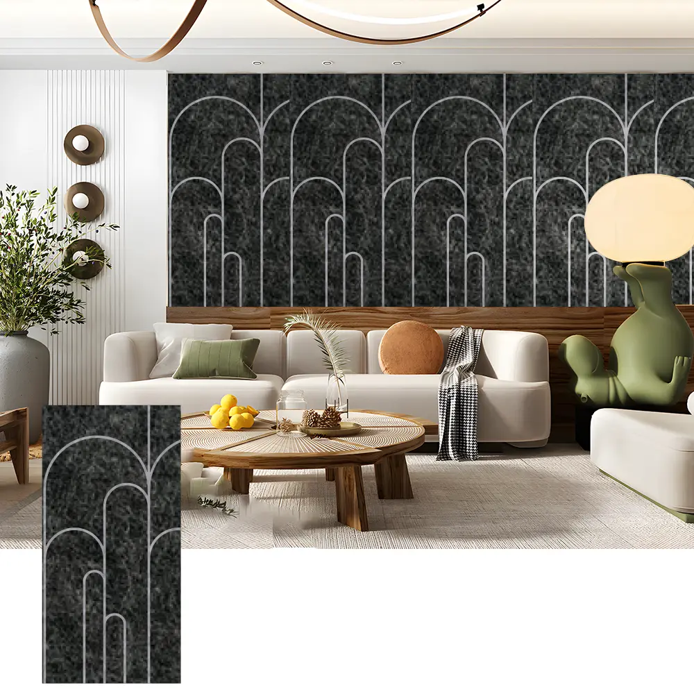 Painéis de parede acústicos PET 3D para interiores decorativos