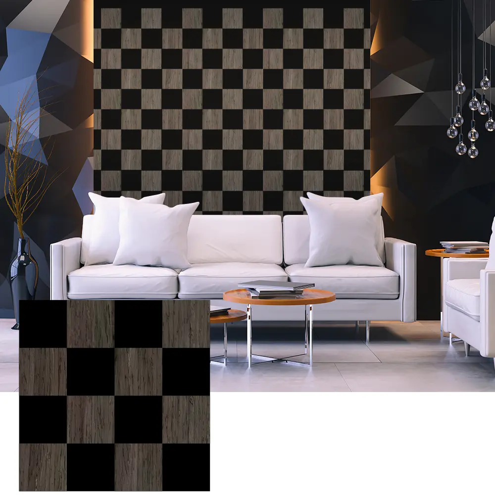 Painéis acústicos de folheado de madeira 3D para design de paredes interiores