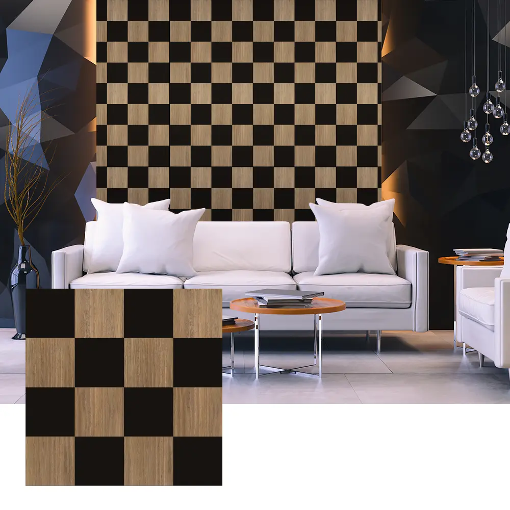 Painéis acústicos de folheado de madeira 3D para design de paredes interiores
