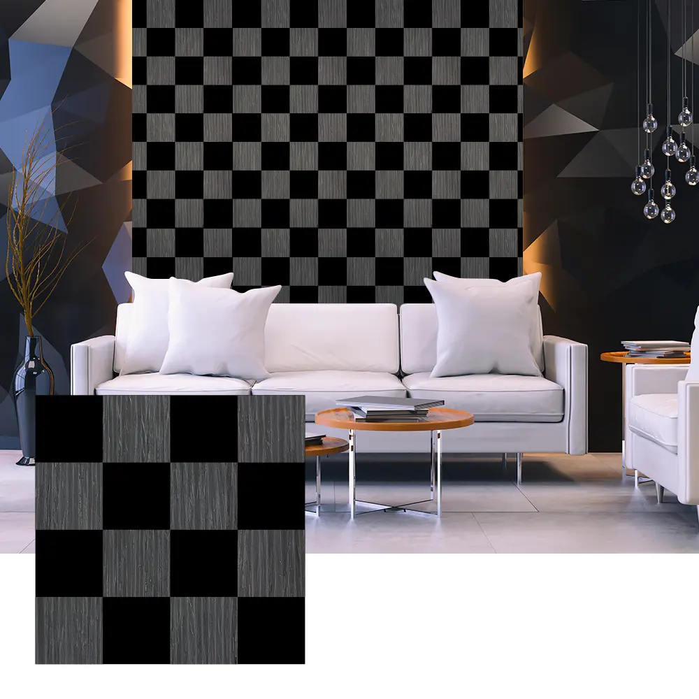 Painéis acústicos de folheado de madeira 3D para design de paredes interiores