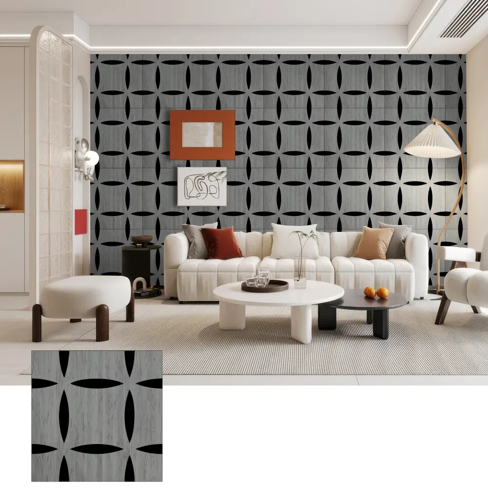Painéis de parede acústicos de madeira 3D para interiores decorativos