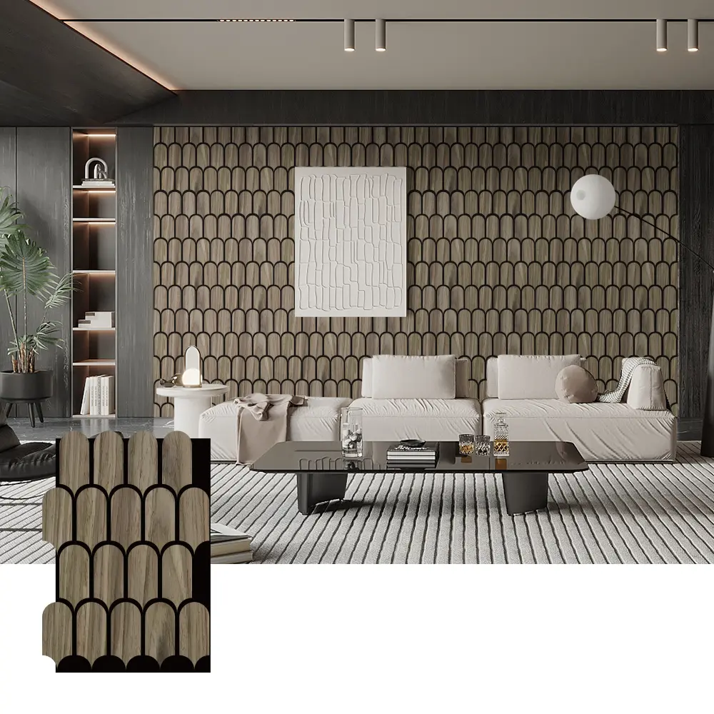 Painéis acústicos de madeira para design de paredes interiores