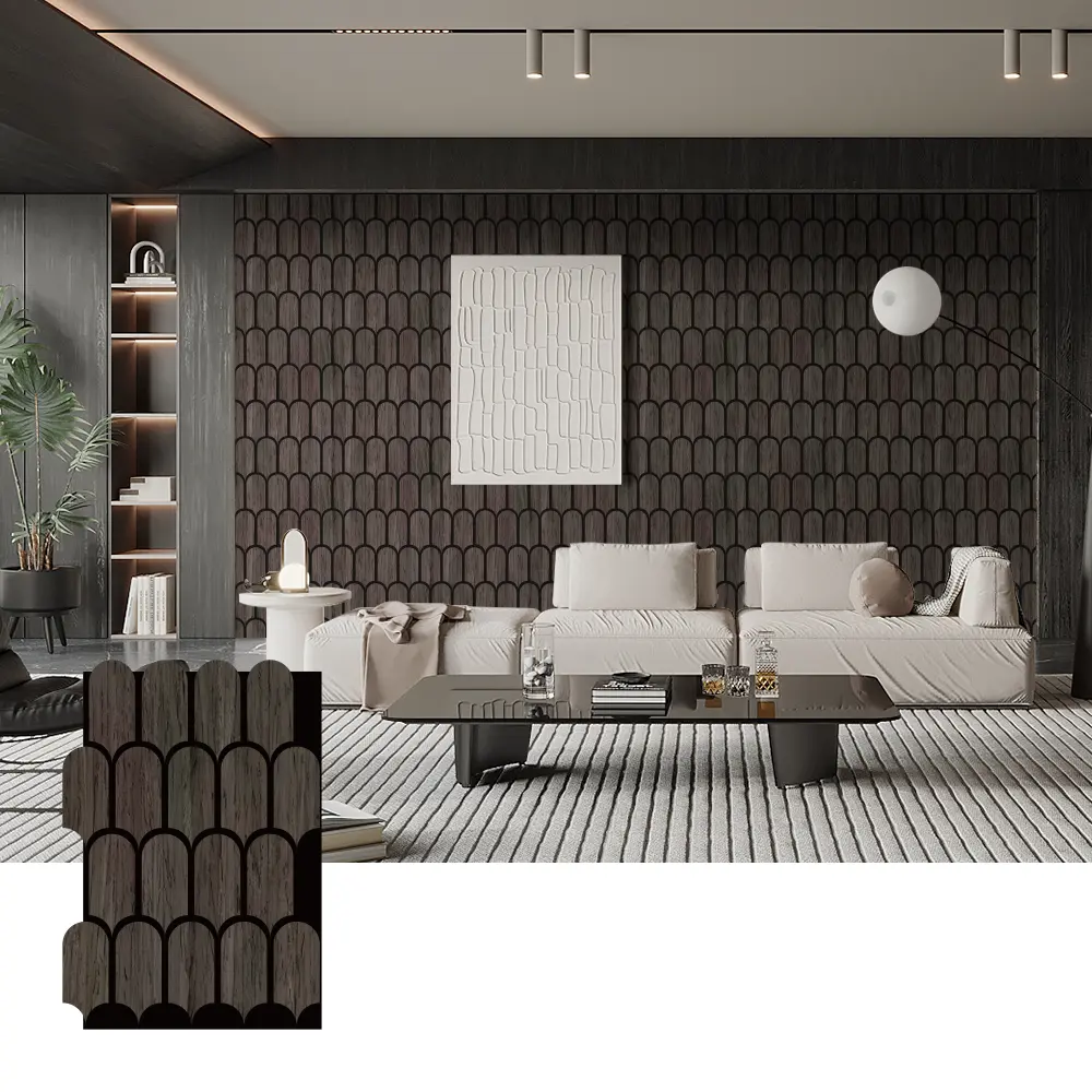 Painéis acústicos de madeira para design de paredes interiores