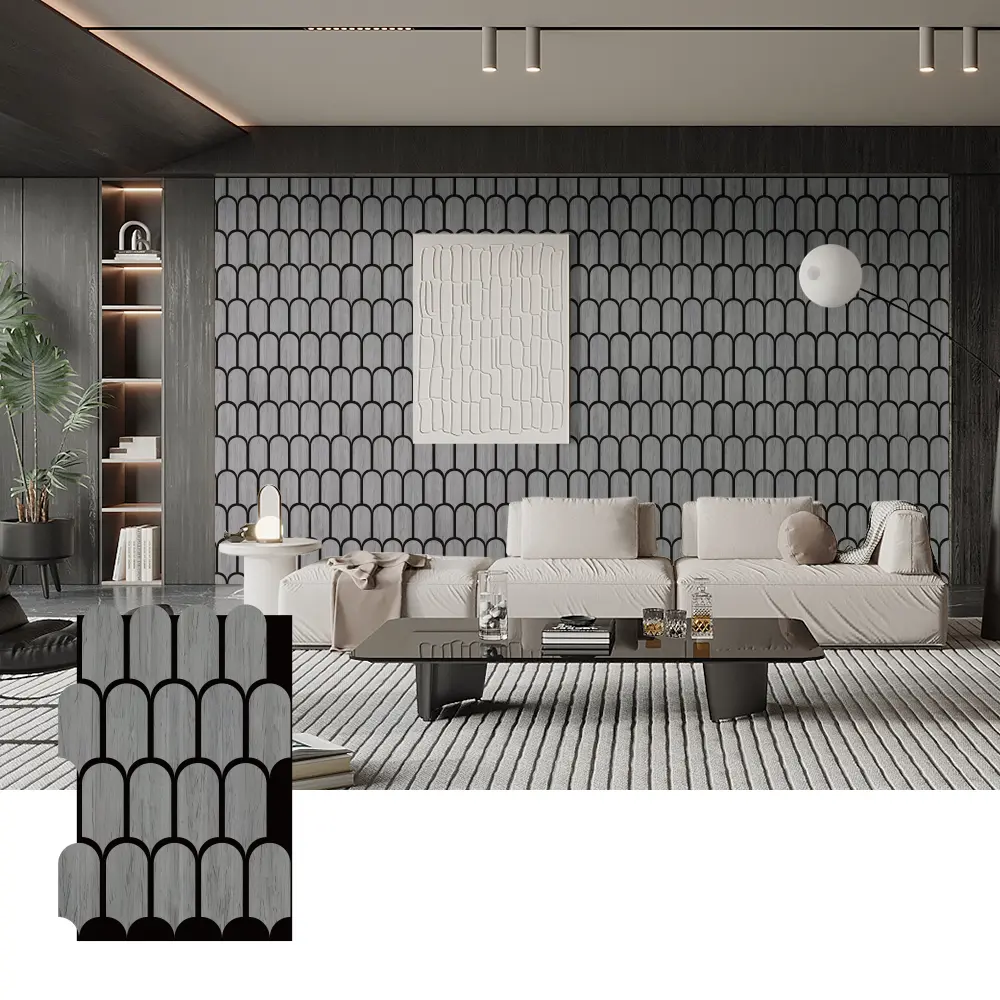 Painéis acústicos de madeira para design de paredes interiores
