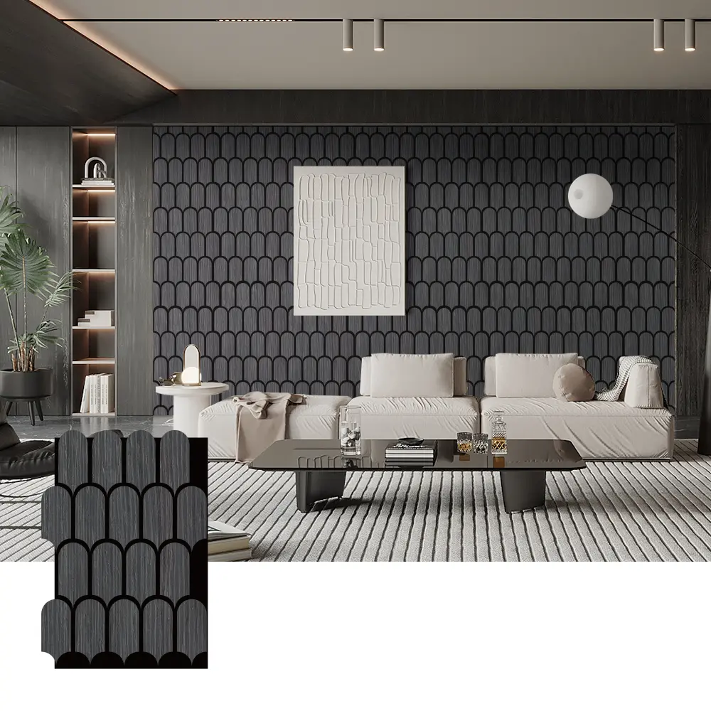 Painéis acústicos de madeira para design de paredes interiores