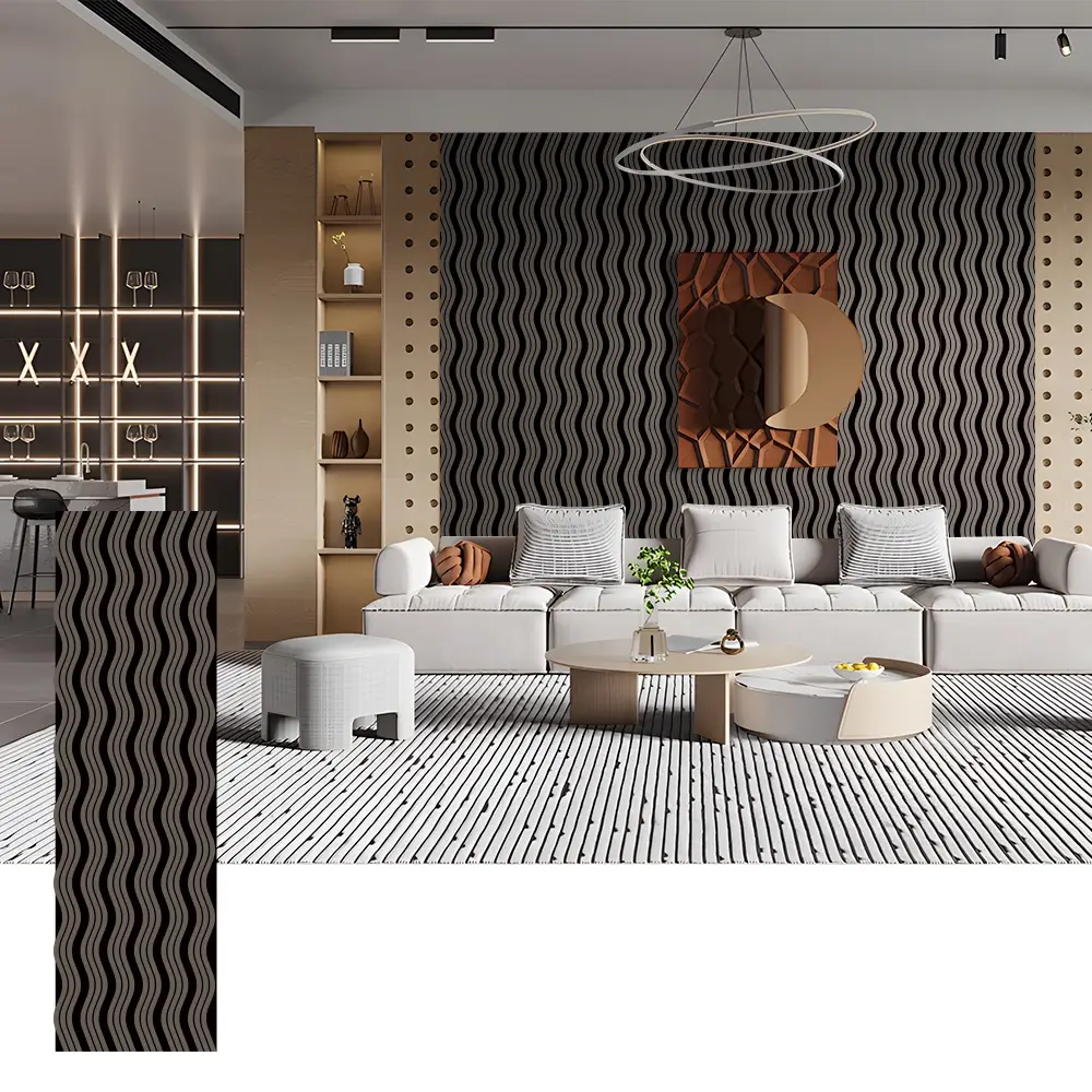 Painéis acústicos de madeira em forma de onda para paredes decorativas