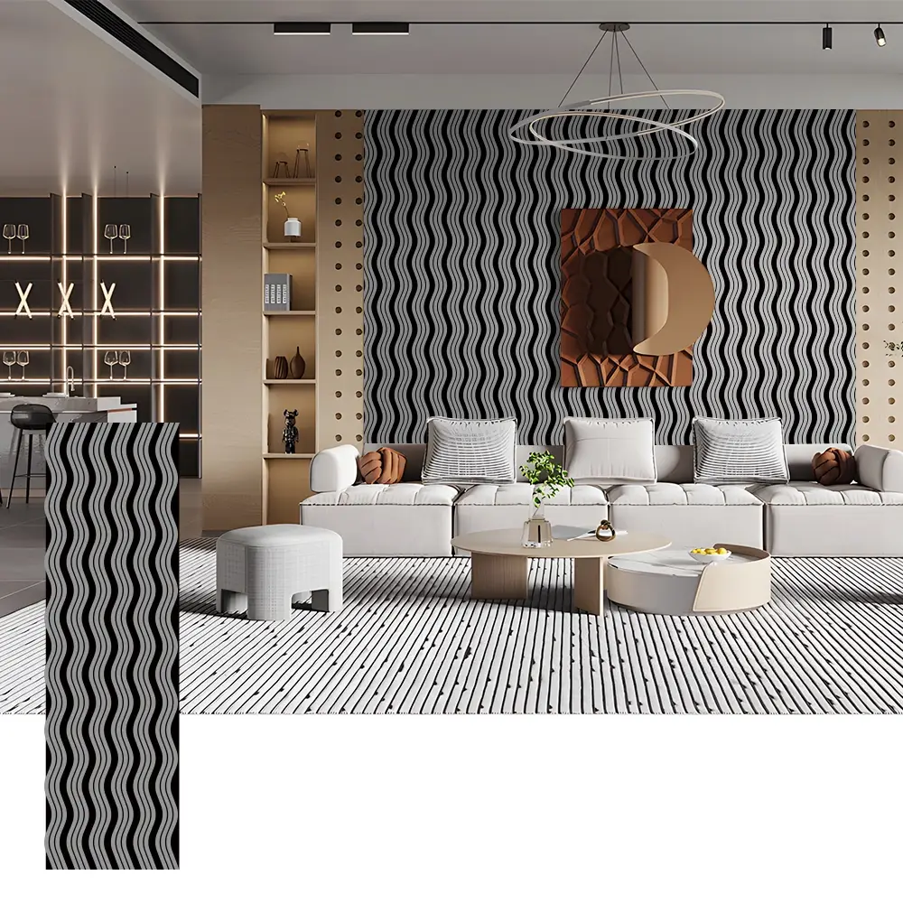 Painéis acústicos de madeira em forma de onda para paredes decorativas