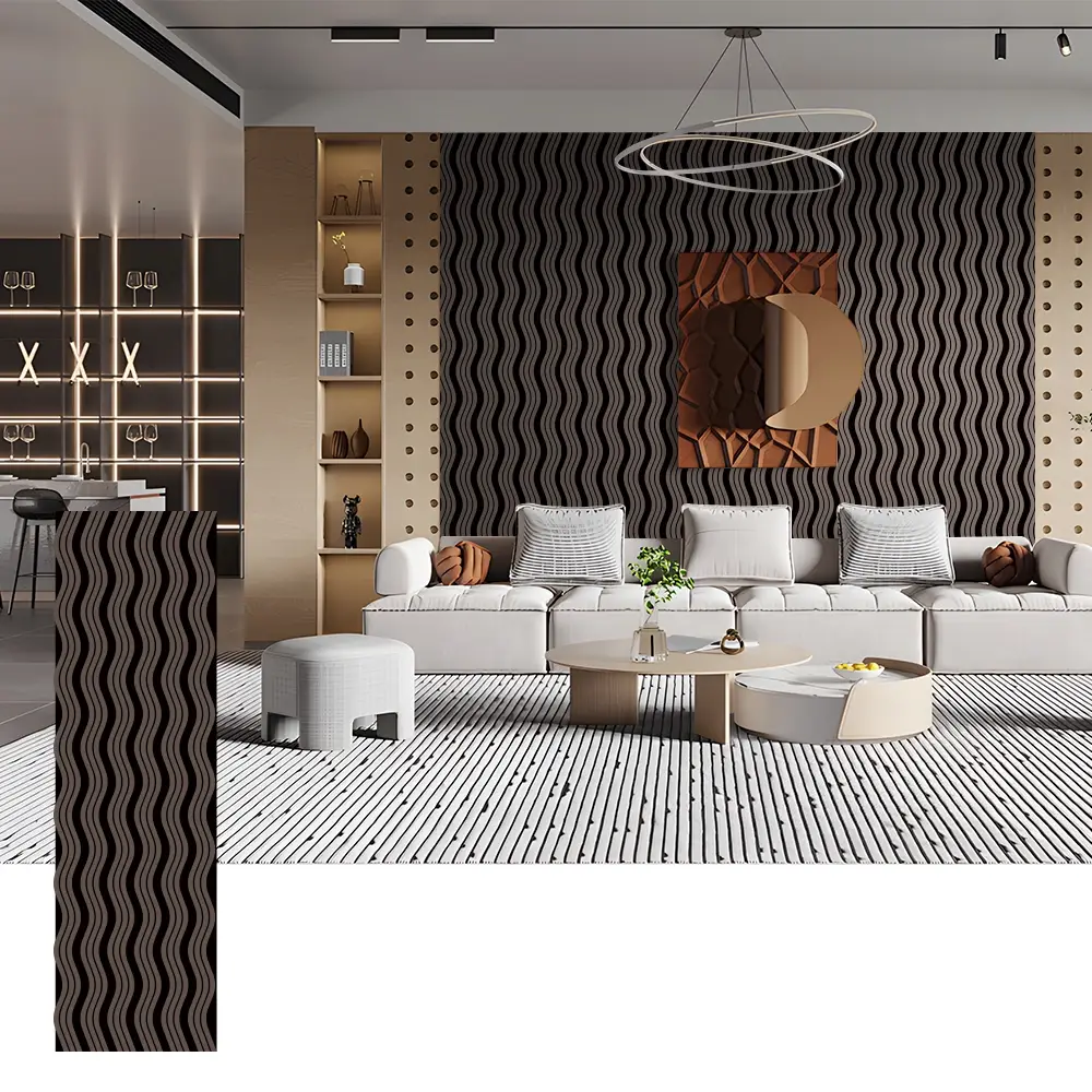 Painéis acústicos de madeira em forma de onda para paredes decorativas