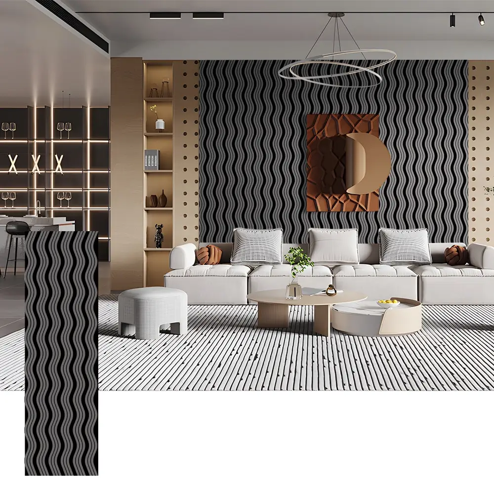 Painéis acústicos de madeira em forma de onda para paredes decorativas