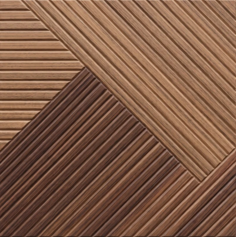 Painel de nogueira de dois tons PET com ranhuras impressas em UV Wonear 3D Painel de nogueira de dois tons PET com ranhuras impressas em UV Wonear 3D