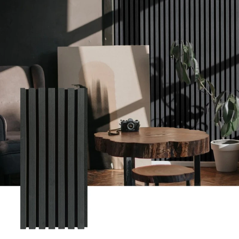 Painel de parede acústico de ripas de madeira para absorção sonora interior