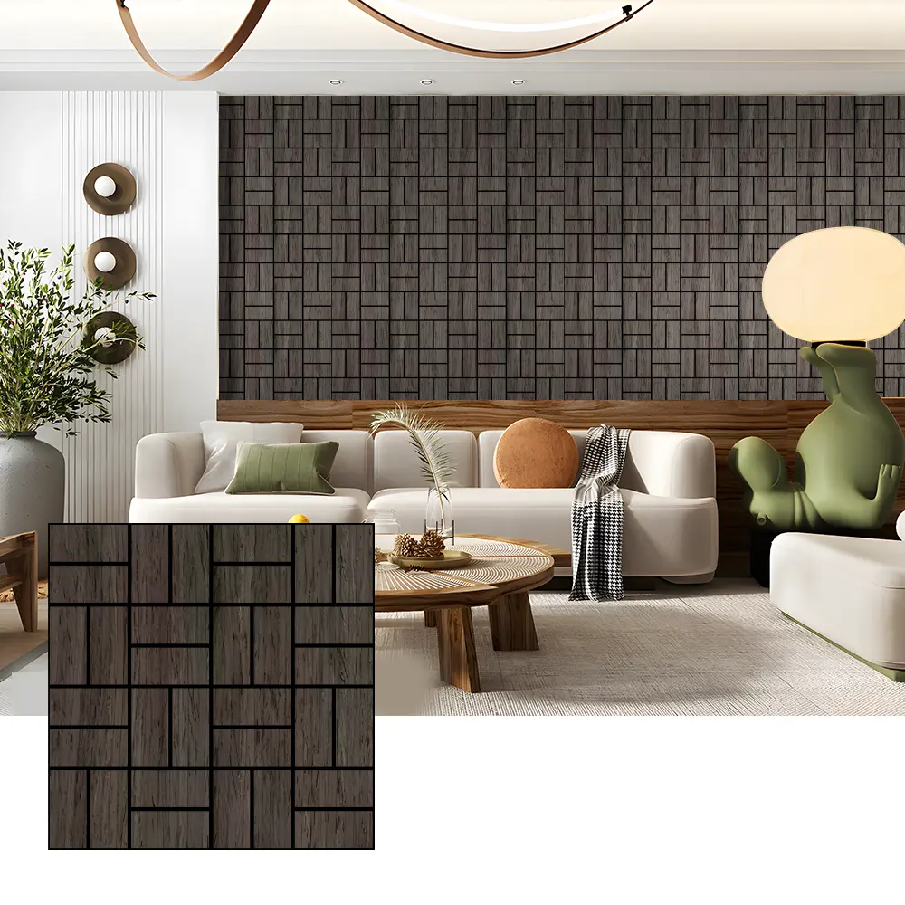 Painéis de parede acústicos folheados de madeira para absorção sonora
